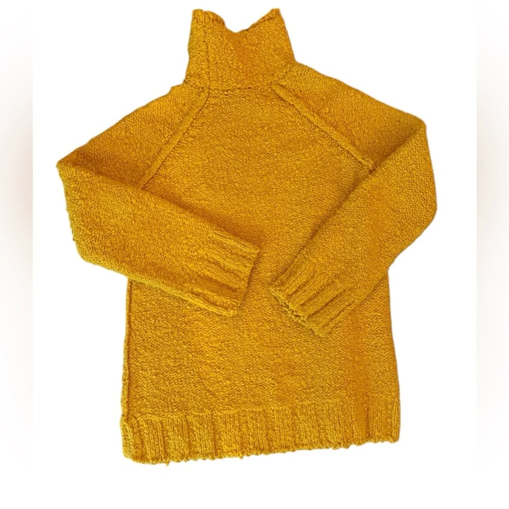 Anthropologie Moth Mustard Yellow Mock Turtleneck Boucle Sweater Cozy